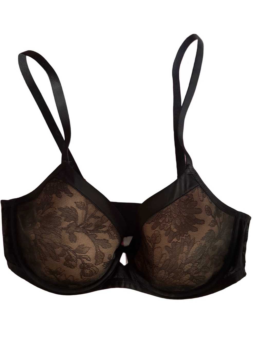 Soma Intimates Lightest Lift Perfect Coverage Black Floral Lace Bra 38C